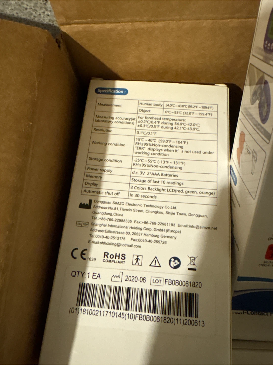 Simzo Forehead Thermometer - photo 2