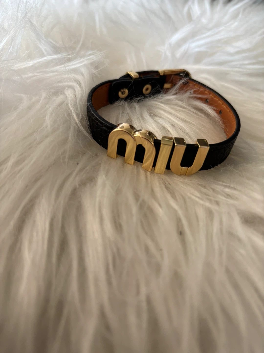 Miu Miu Black Leather Bracelet