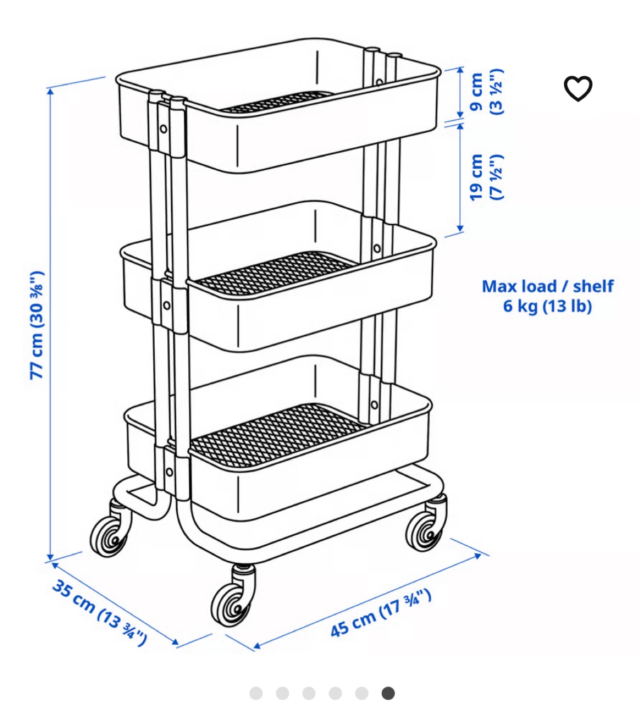 IKEA 3-Tier White Rolling Cart - photo 2