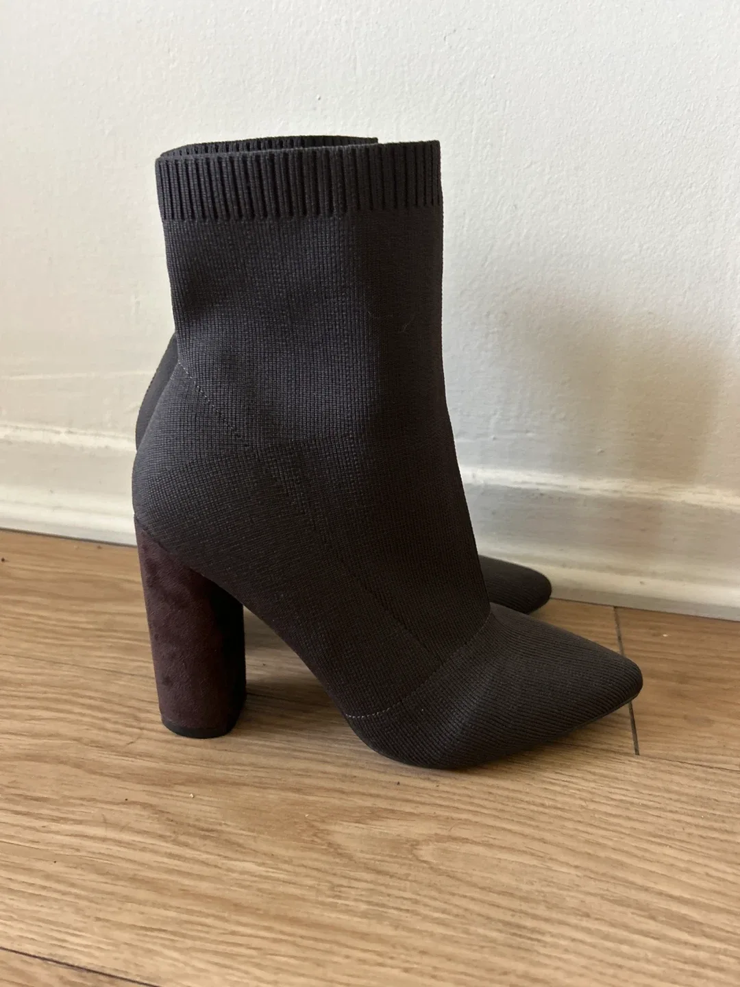 Brown Heeled Sock Boots thumbnail