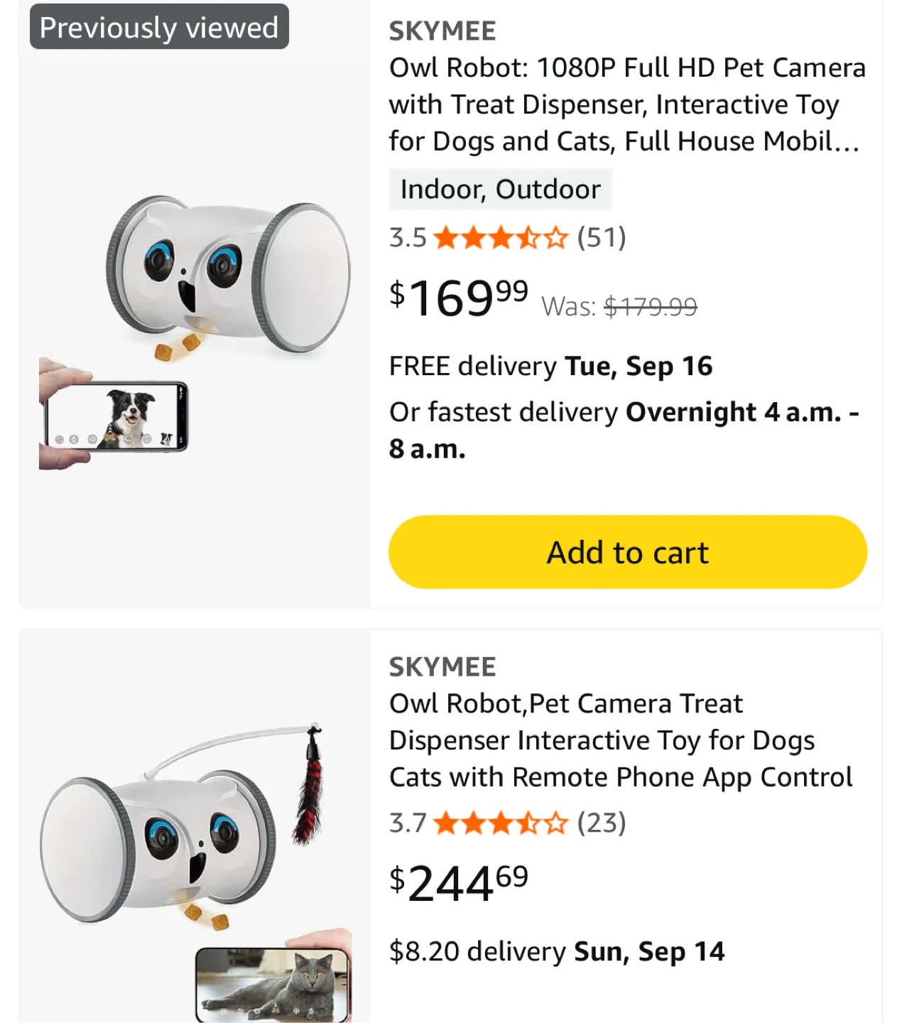 SKYMEE AIC20 Owl Robot Pet Camera Treat Dispenser thumbnail