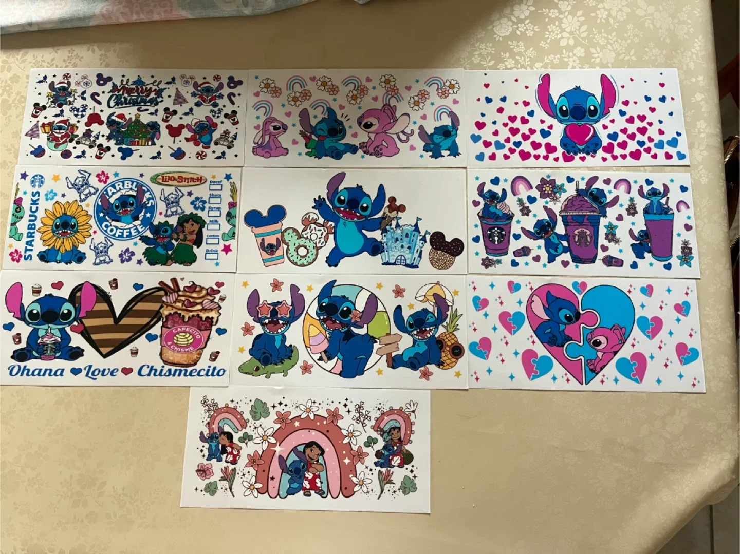 10 Stitch themed UV 16oz cup rub on transfers thumbnail