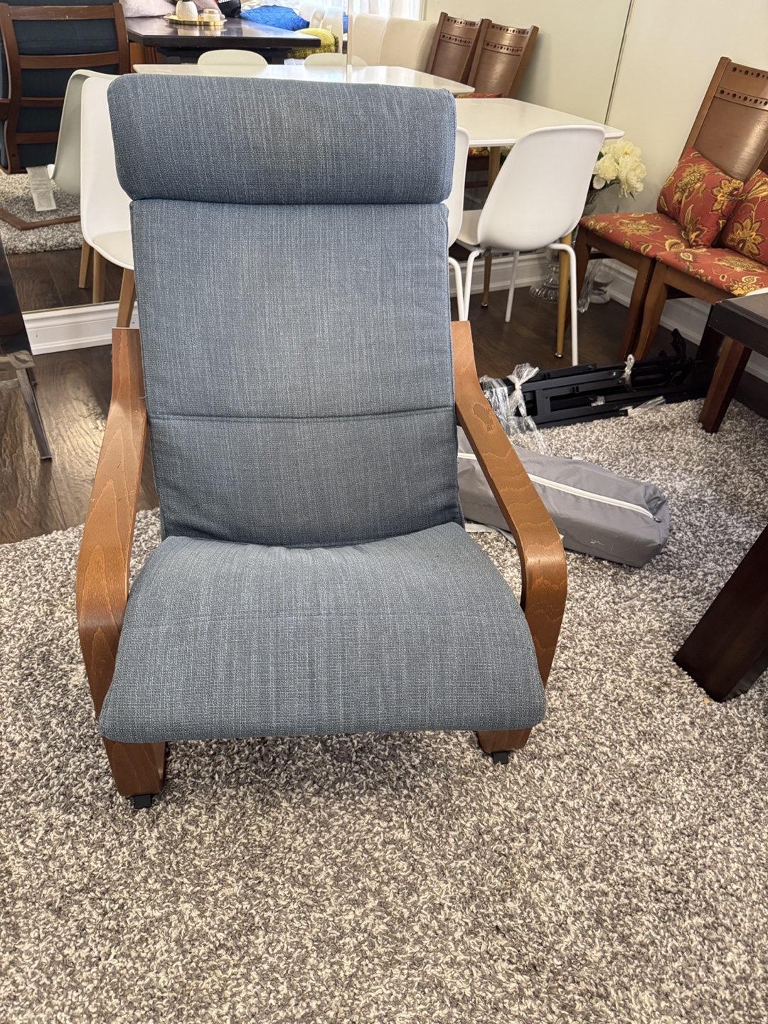 IKEA Poang Chair, Blue Cover