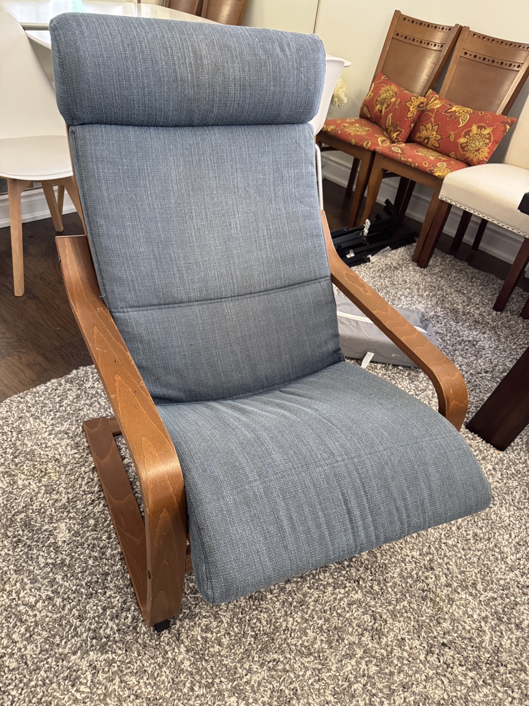 IKEA Poang Chair, Blue Cover - photo 2