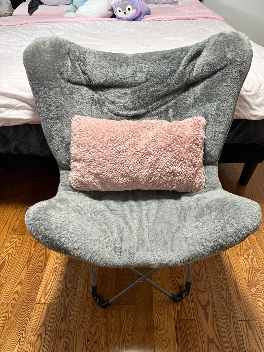 Grey Faux Fur Butterfly Chair thumbnail
