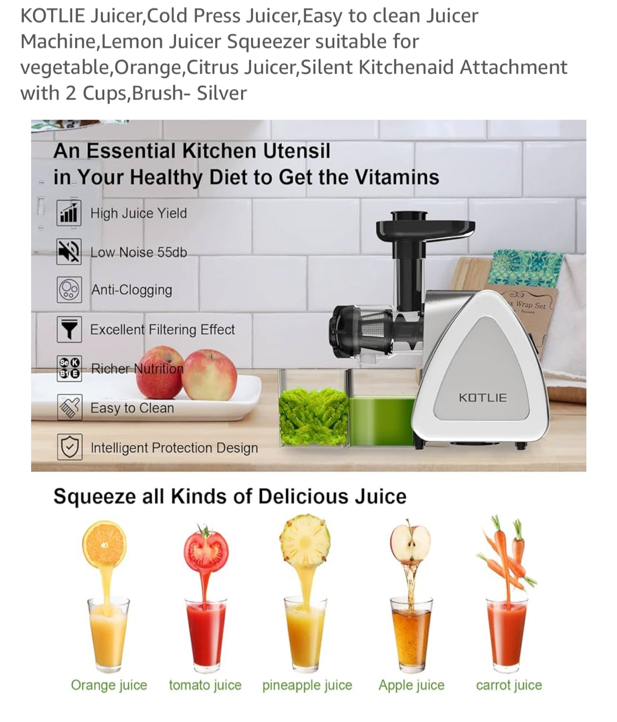 KOTLIE Cold Press Juicer - Easy to Clean - photo 2