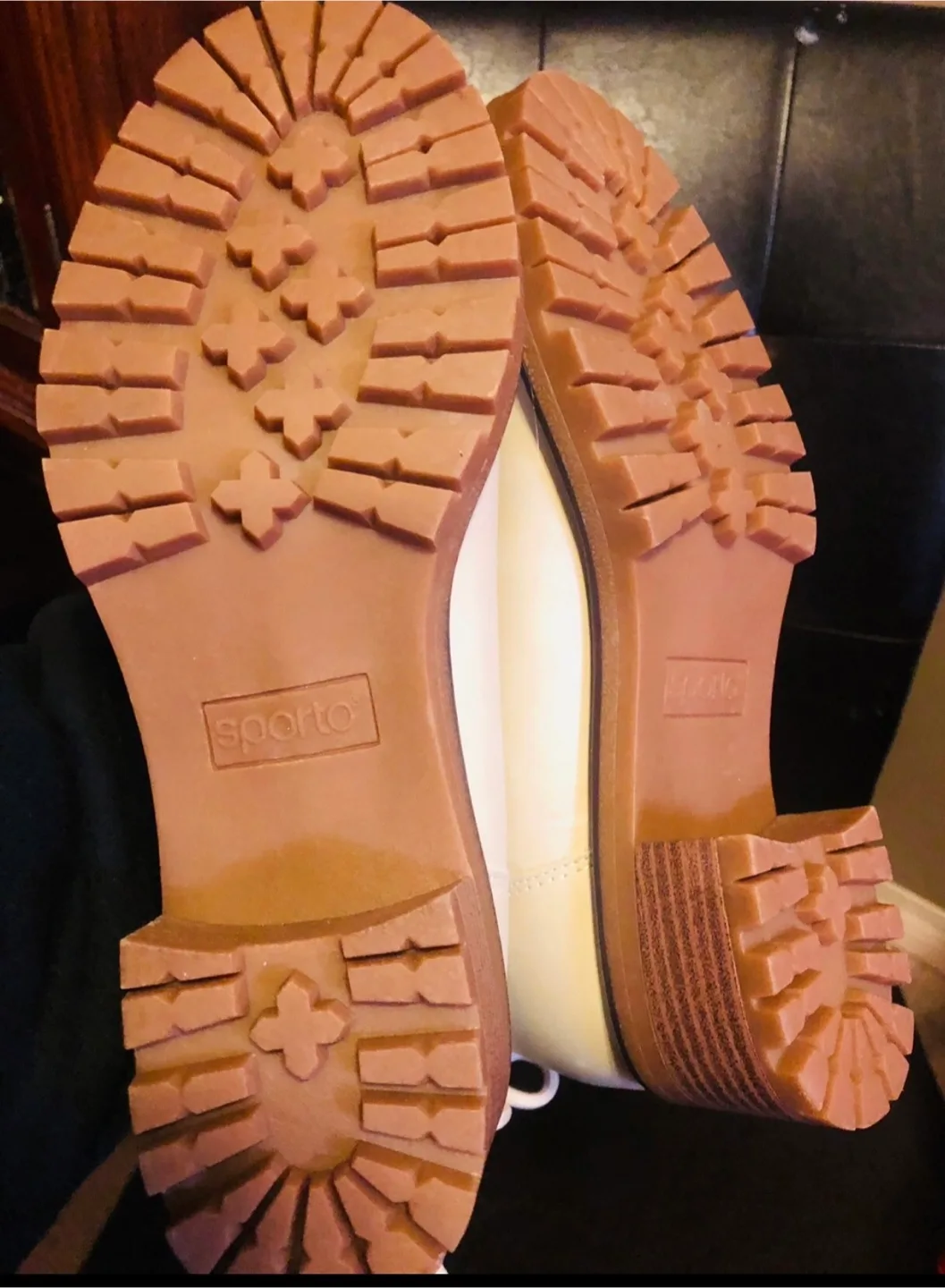 NEW Cream Boots , Faux Fur Lining Zip up & Lace up Back image indicator(6)