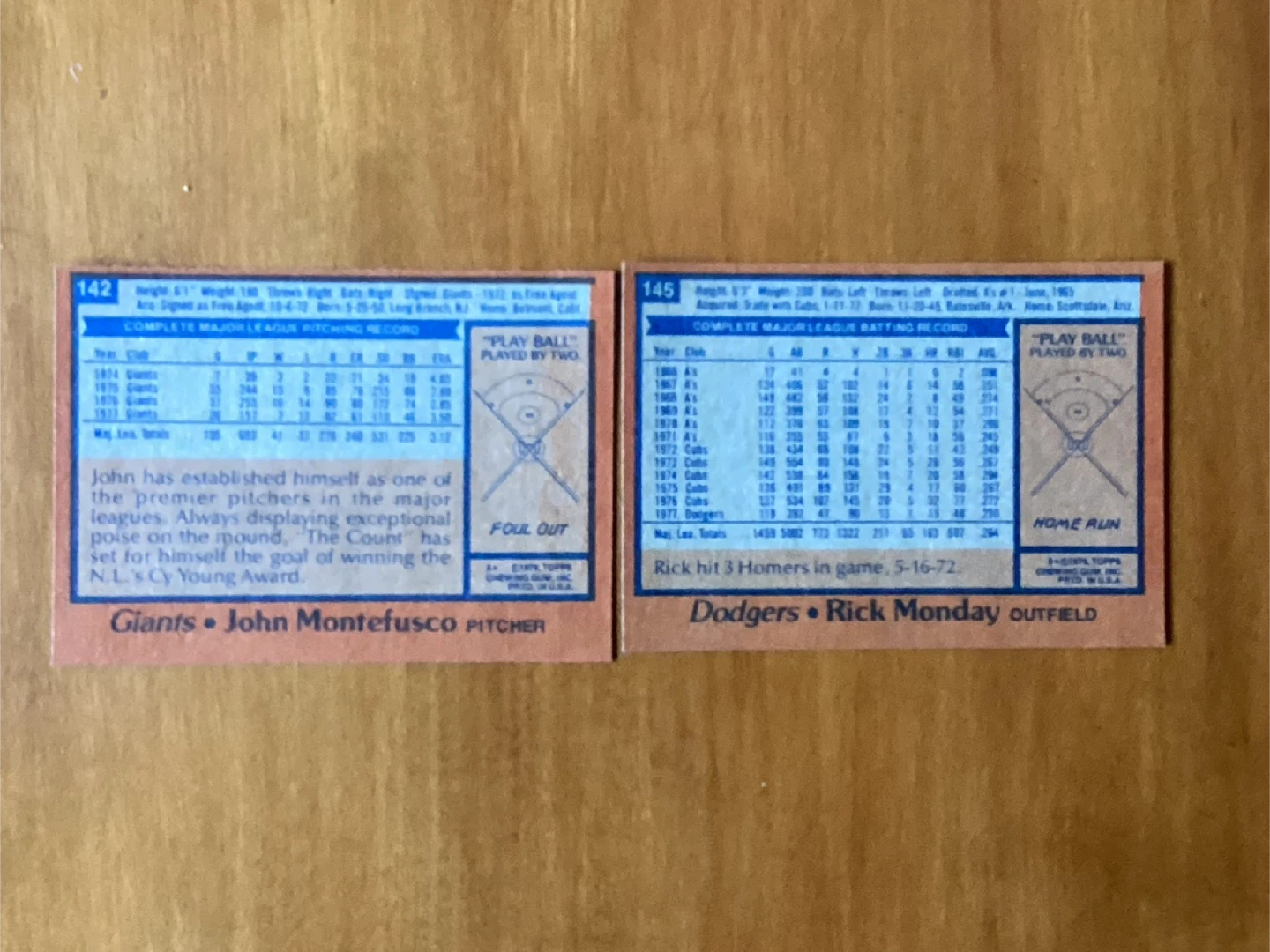 2. 1978 TOPPS MAJOR LEAGUE BASEBALL Cards #’s 142 & 145 - photo 4