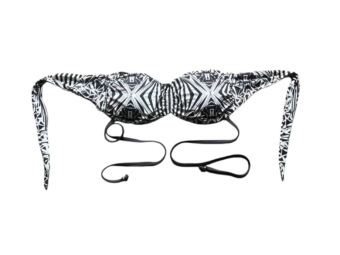 La Vie en Rose Aqua Black & White Printed Bikini Top thumbnail