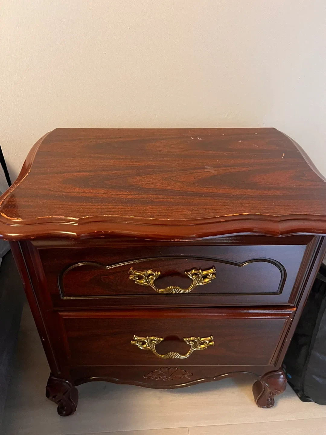 Wooden Nightstand with Two Drawers thumbnail