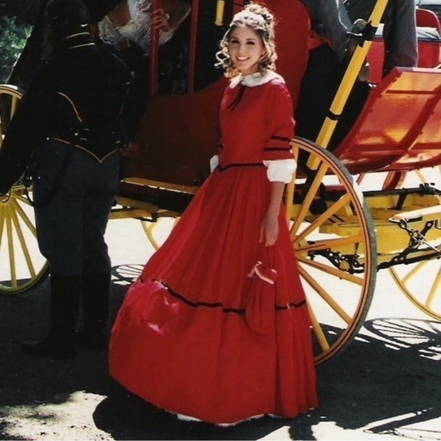 Vintage 80s Handmade Victorian Civil War Dress and Access Sz S