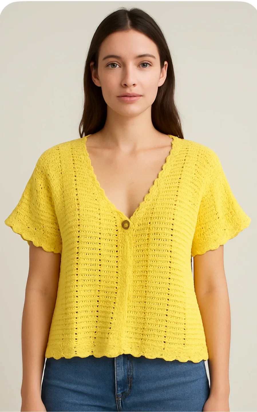 Handmade Crochet Yellow Cardigan thumbnail