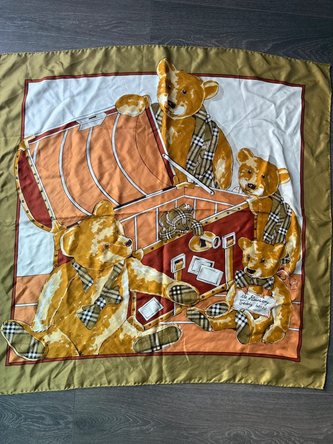 Burberry Vintage teddy bears silk scarf thumbnail