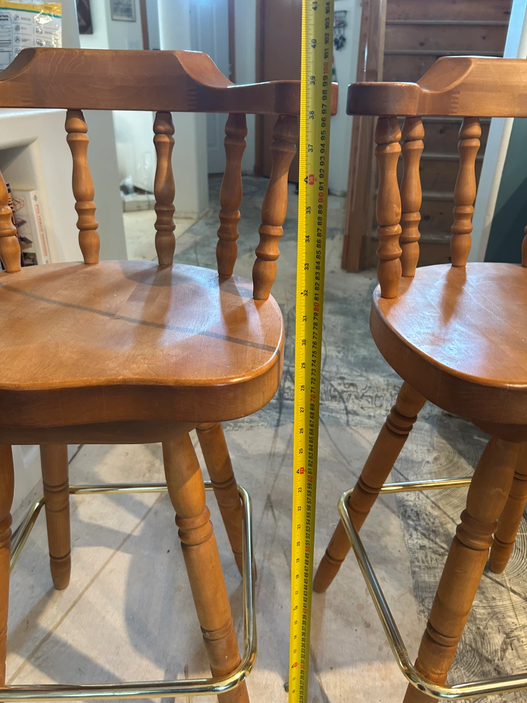 Pair of Swivel Bar Stools - Wood