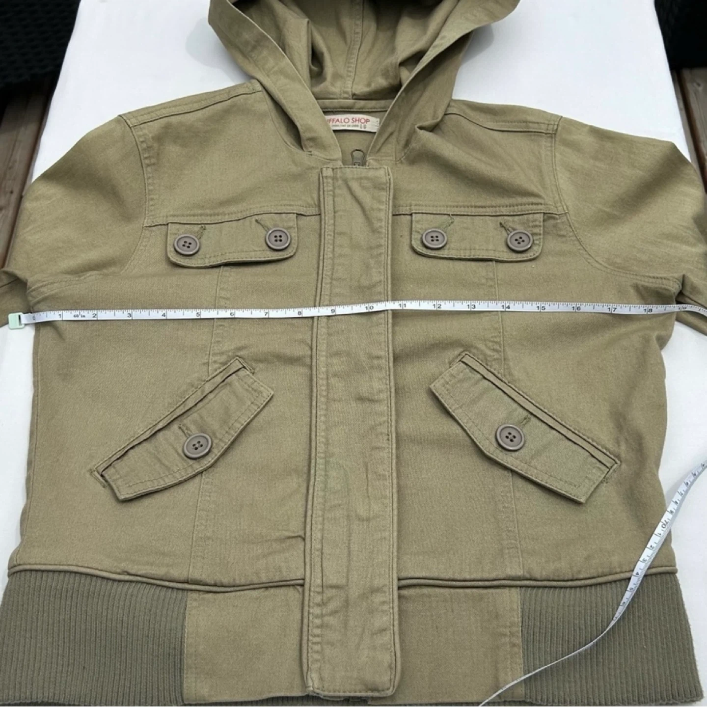 Buffalo Shop Cropped Utility Hooded Canvas Jacket Size S/M - photo 5