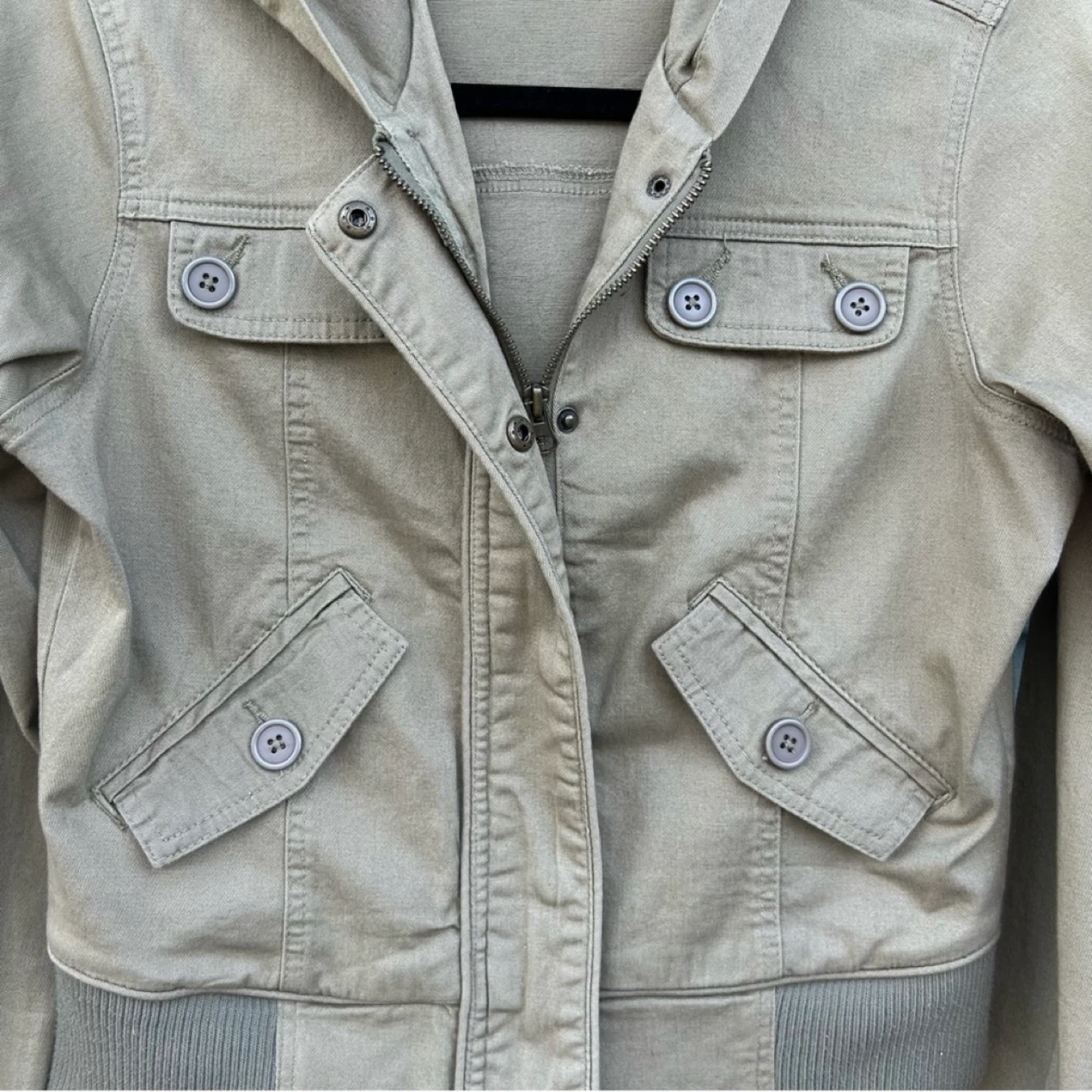 Buffalo Shop Cropped Utility Hooded Canvas Jacket Size S/M - photo 2