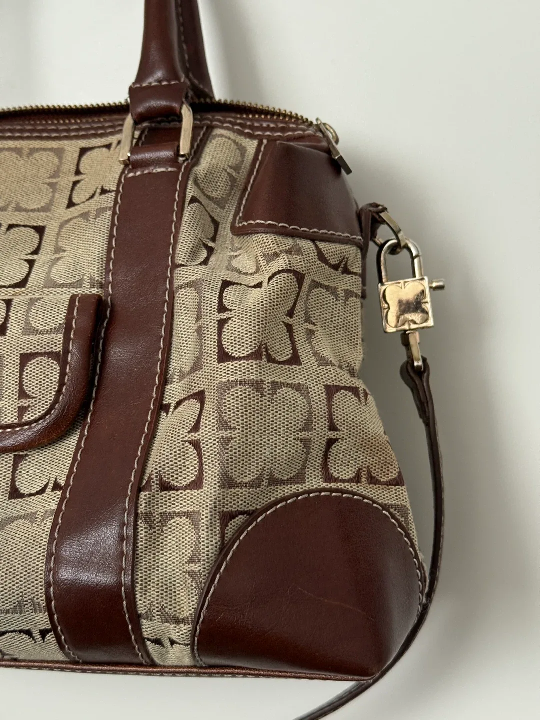Liz Claiborne Brown Patterned Handbag image indicator(3)