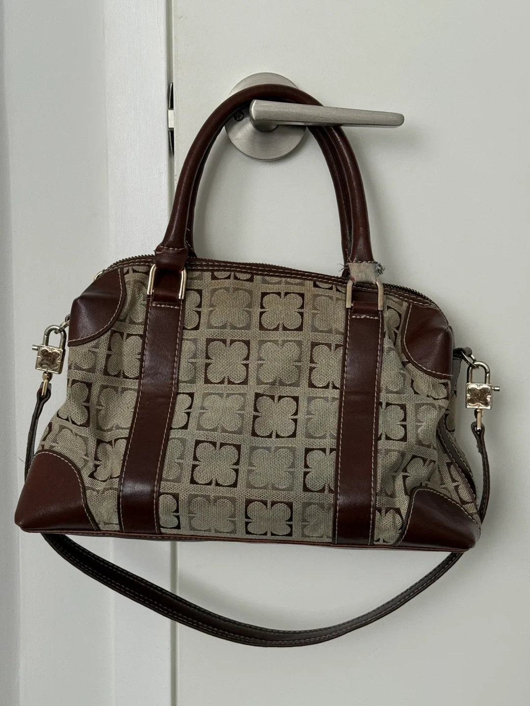 Liz Claiborne Brown Patterned Handbag image indicator(4)