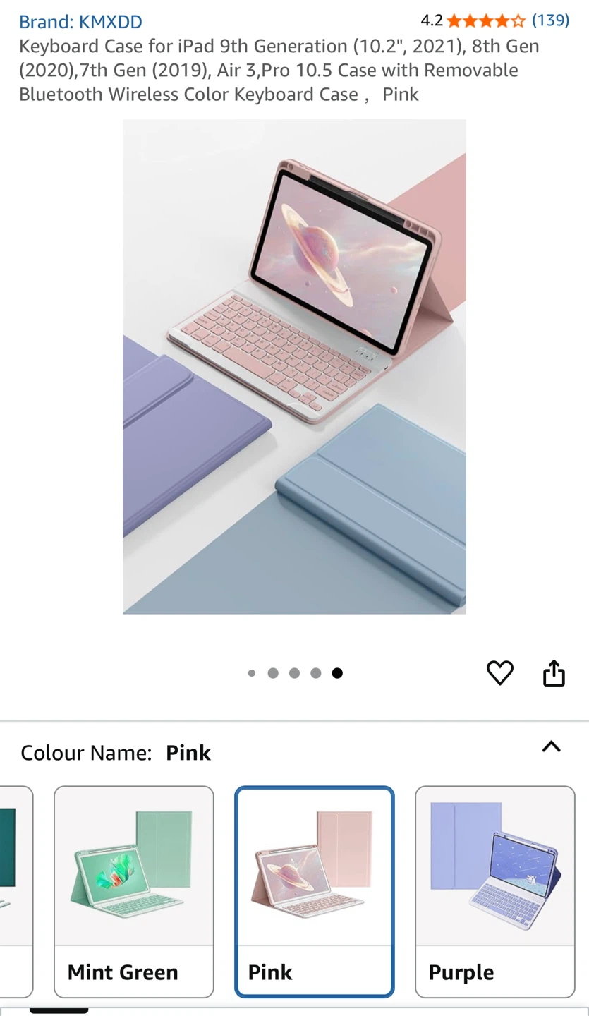 Pink Keyboard Case for iPad -New!