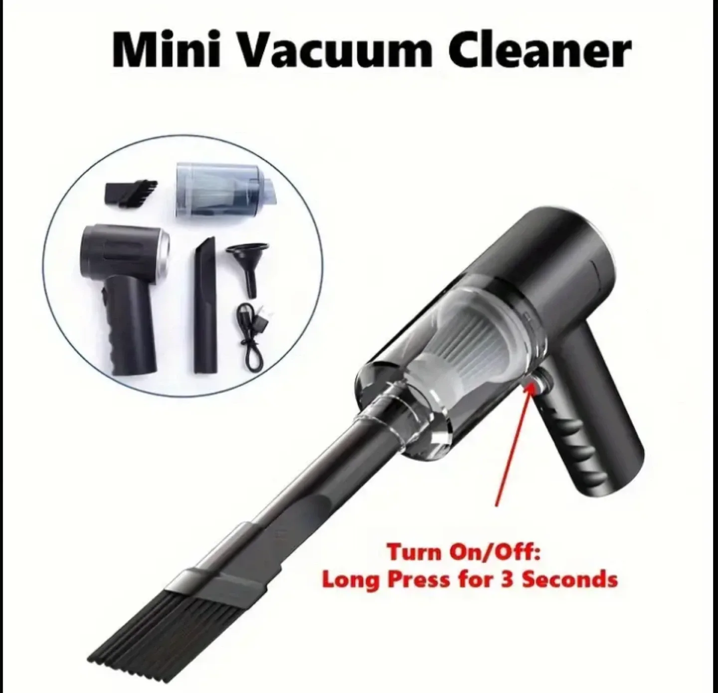 Mini Handheld Vacuum Cleaner - Great for Cars & Keyboards! thumbnail