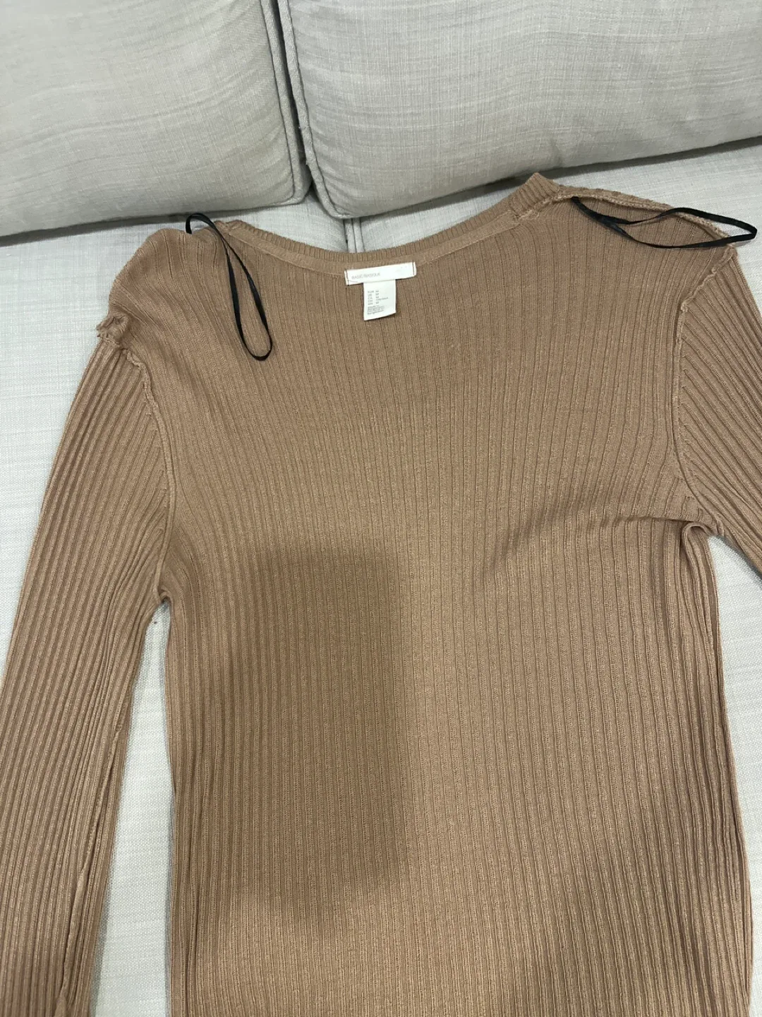H&M Brown Ribbed Knit Top - Size M thumbnail