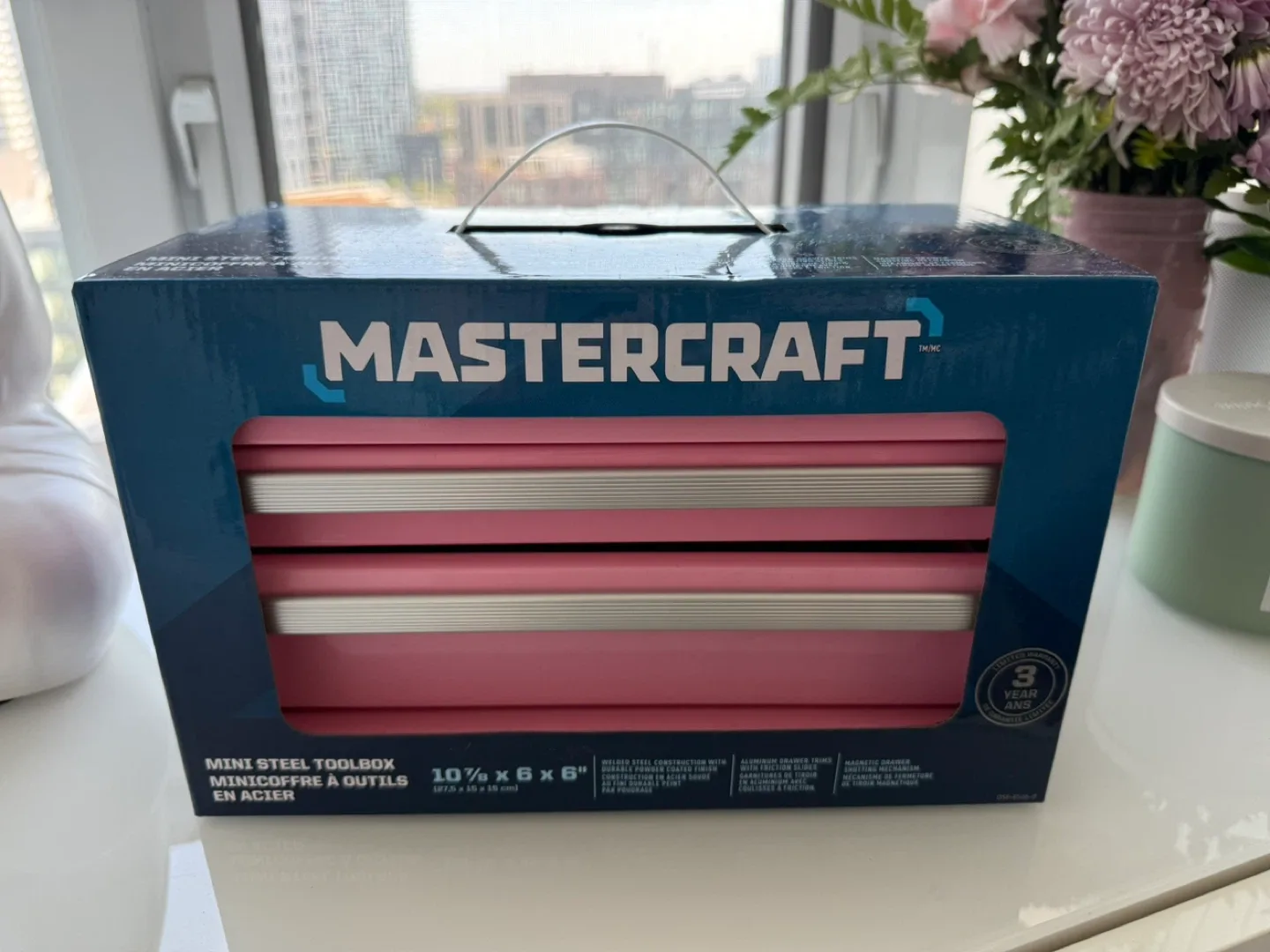 New Mastercraft Mini Steel Toolbox - Pink thumbnail