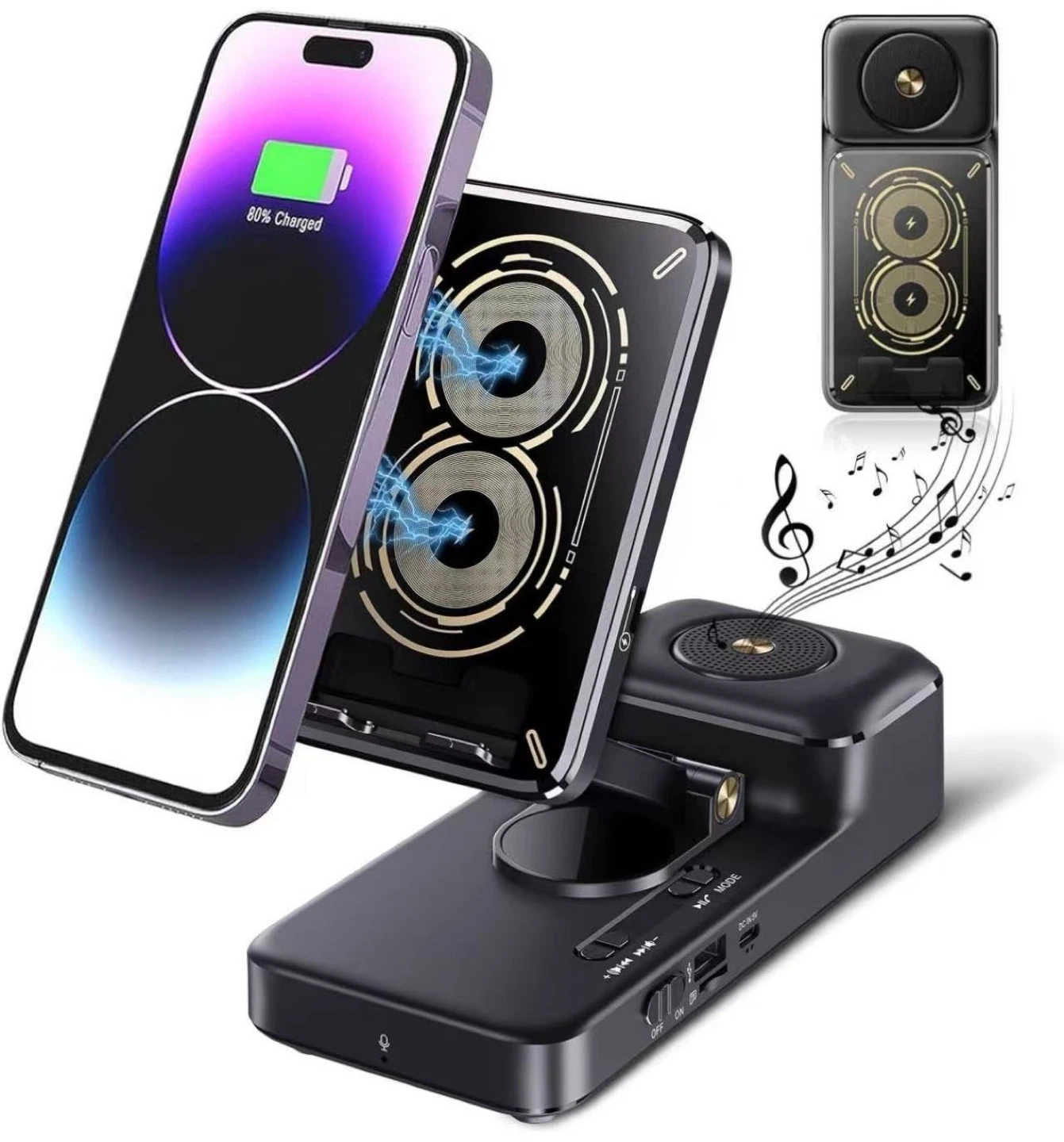 Bluetooth Speaker with Wireless Charging & Phone Stand