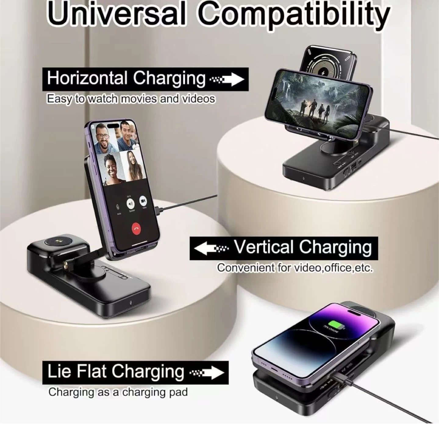Bluetooth Speaker with Wireless Charging & Phone Stand - photo 4