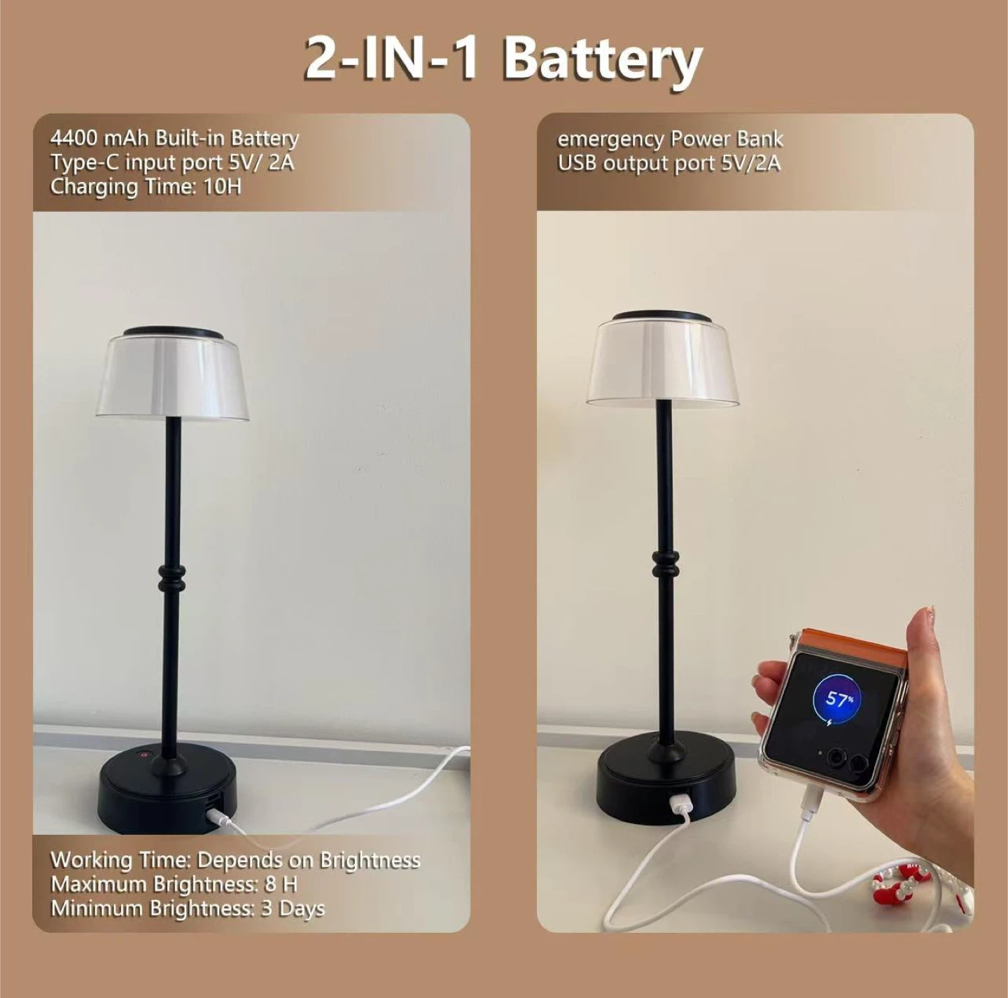 2-in-1 Battery Table Lamp - Emergency Power Bank - photo 4