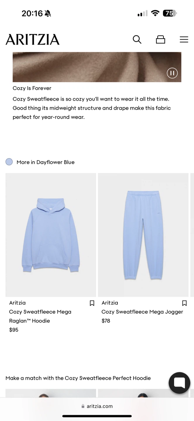 Aritzia Cozy Fleece Mega Set - Dayflower Blue - photo 3