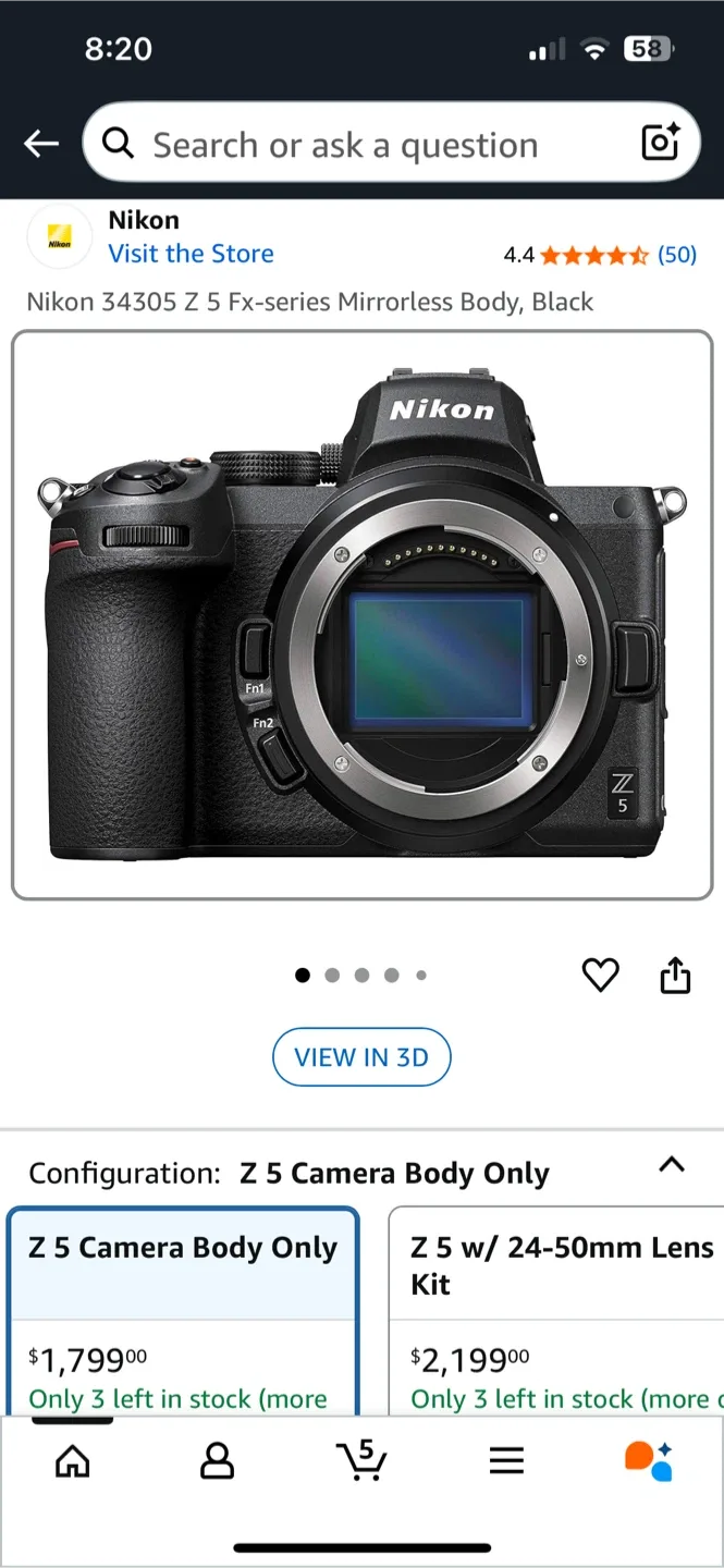 Nikon Z 5 FX-series Mirrorless Body - Black thumbnail