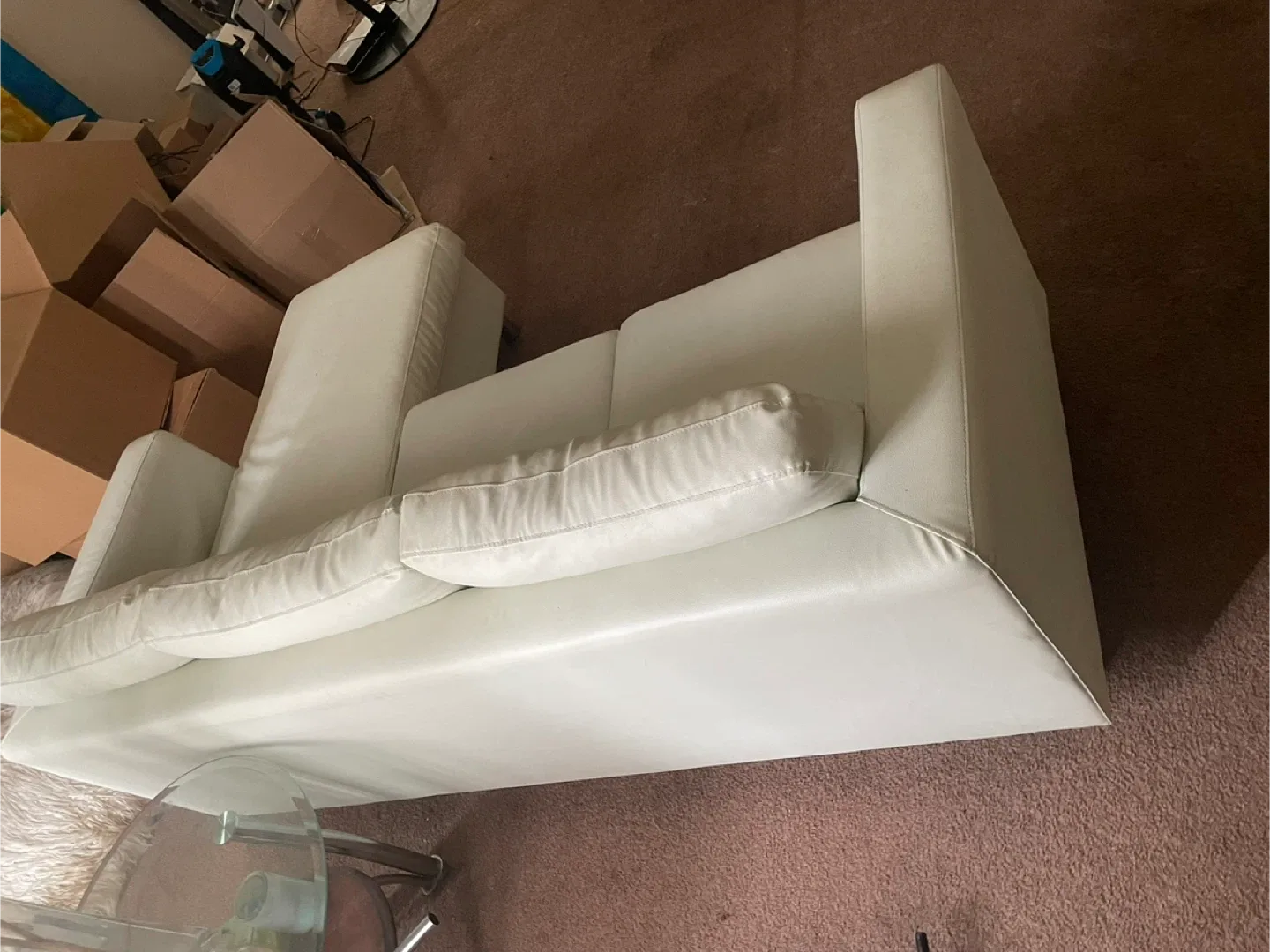 White Leather Sectional Sofa Couch