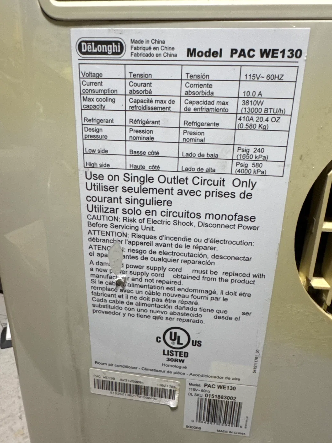 DeLonghi PAC WE130 Portable Air Conditioner image indicator(2)