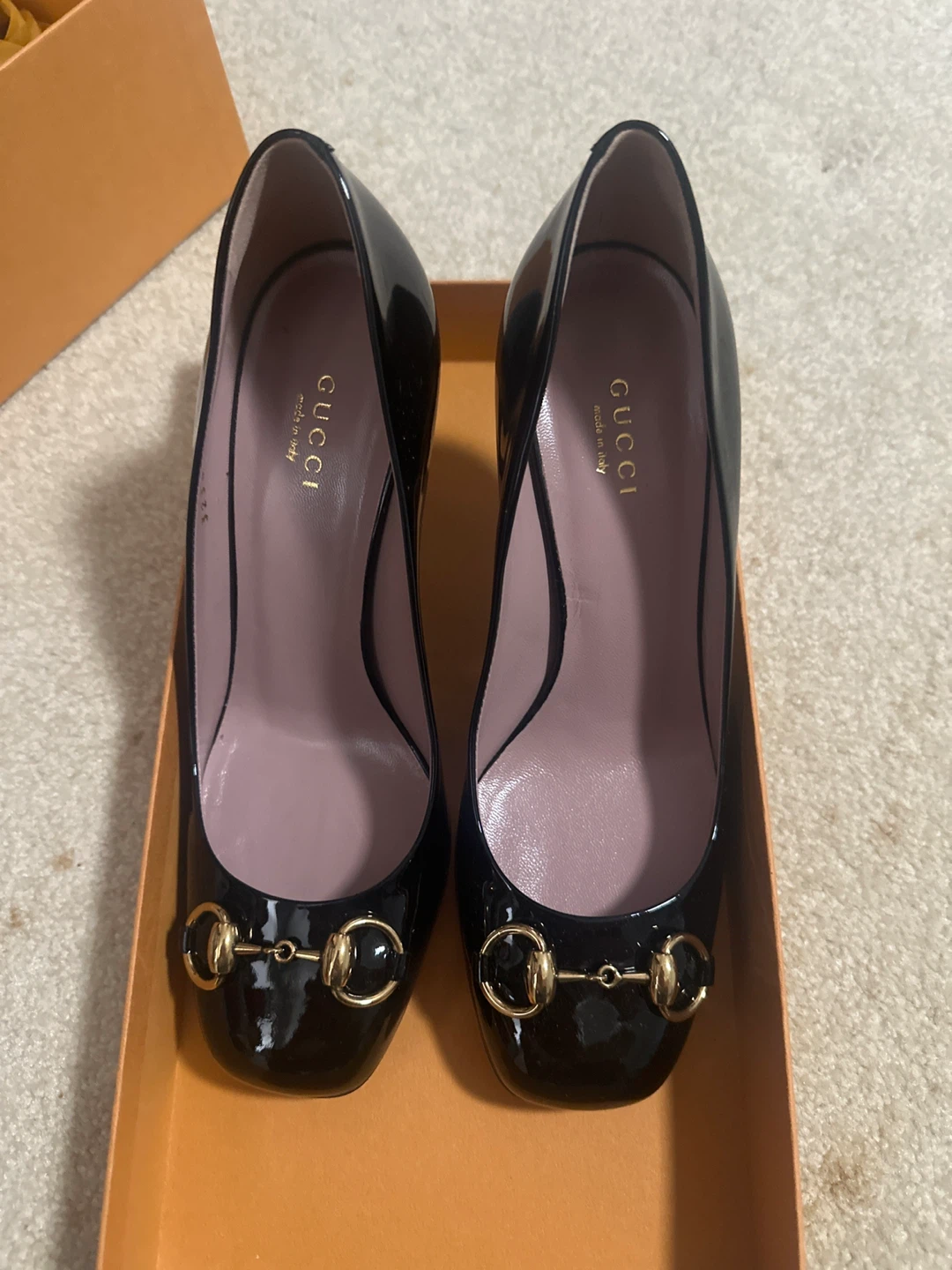 Gucci Black Patent Leather Heels, Size 37.5