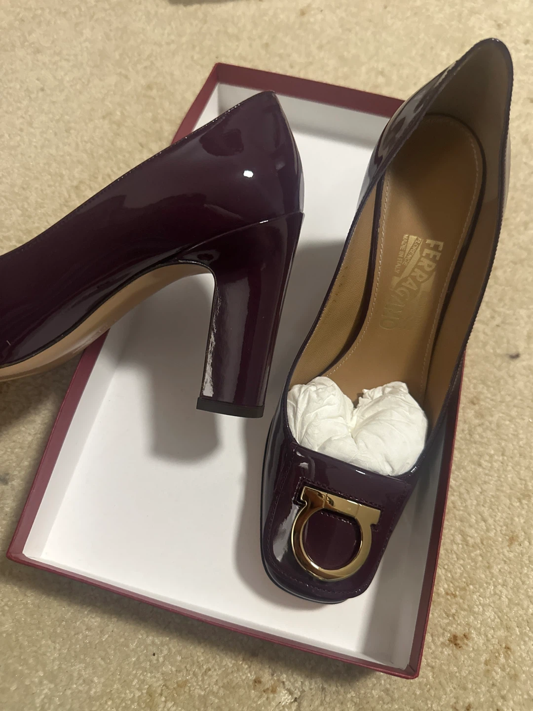 Salvatore Ferragamo Purple Patent Leather Heels - photo 2