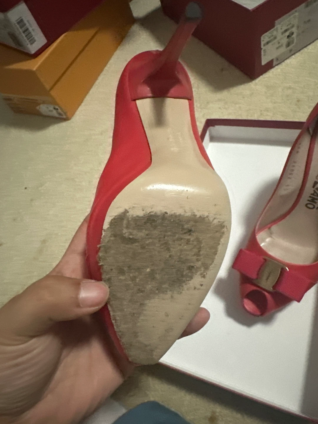 Salvatore Ferragamo Red Leather Heels, Size 5 - photo 3