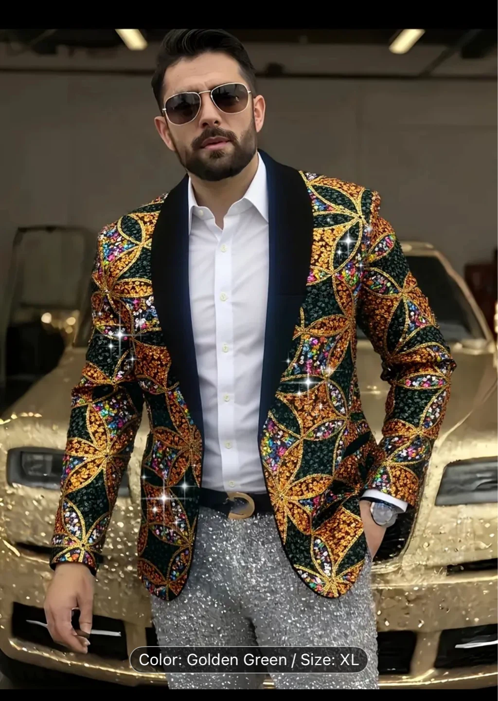 Men'S Glittery Sequin Suit Jacket
