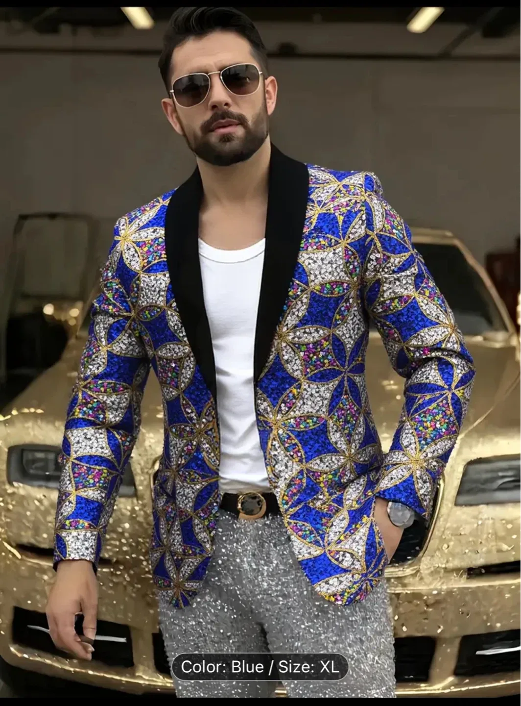 Men'S Glittery Sequin Suit Jacket image indicator(2)