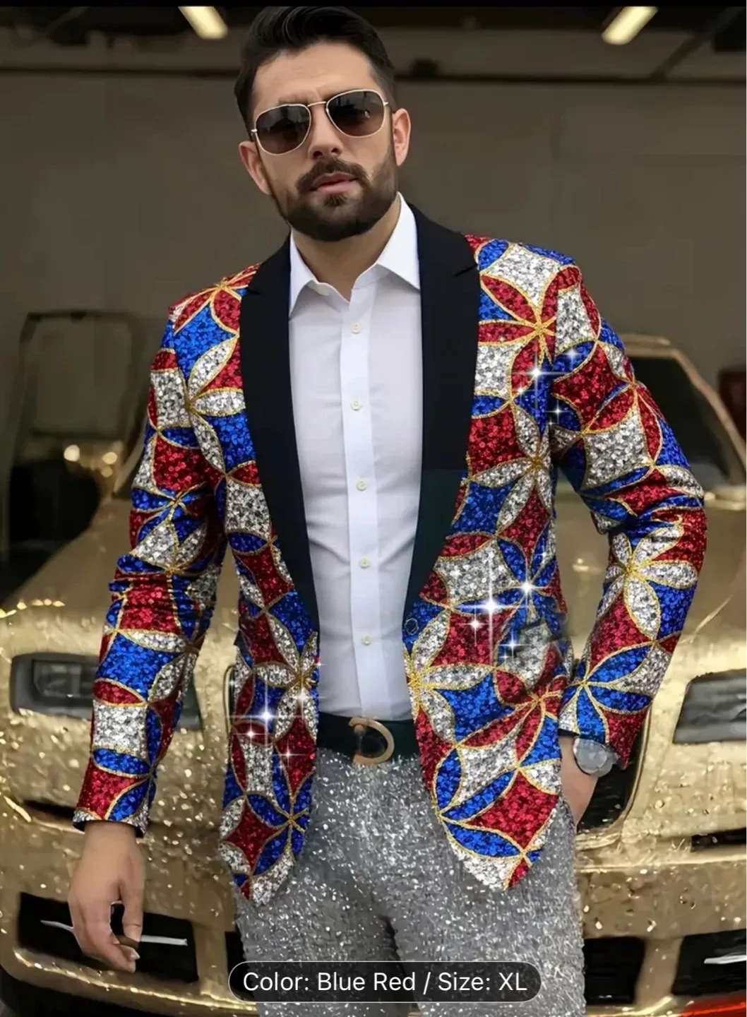 Men'S Glittery Sequin Suit Jacket image indicator(3)