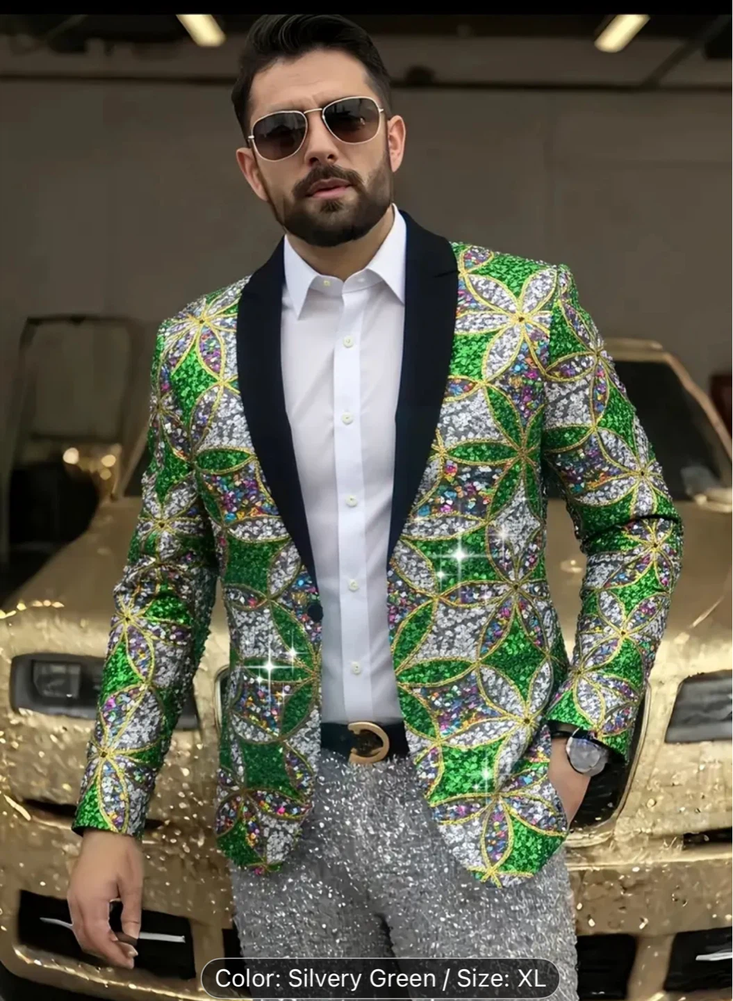 Men'S Glittery Sequin Suit Jacket - photo 4
