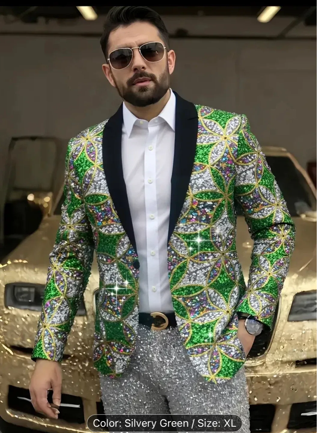 Men'S Glittery Sequin Suit Jacket image indicator(4)