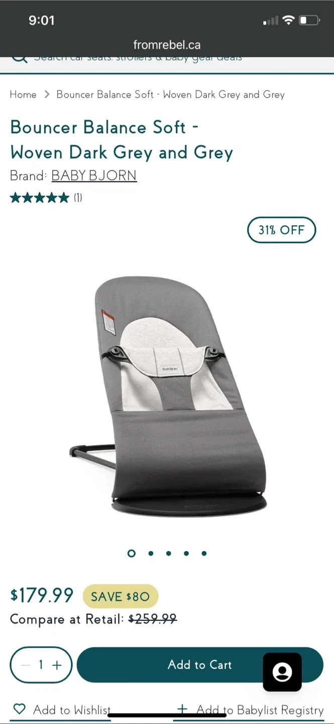 Baby Bjorn Bouncer Balance Soft - Woven Dark Grey