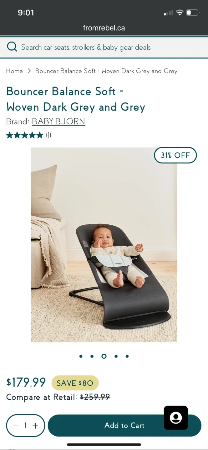 Baby Bjorn Bouncer Balance Soft - Woven Dark Grey image indicator(2)