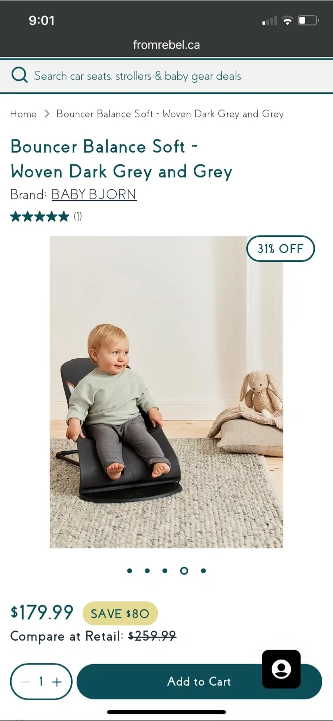 Baby Bjorn Bouncer Balance Soft - Woven Dark Grey image indicator(3)