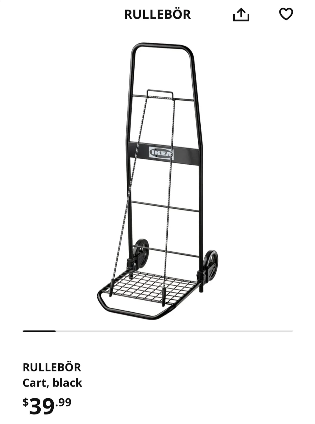IKEA RULLEBÖR Cart - Black thumbnail