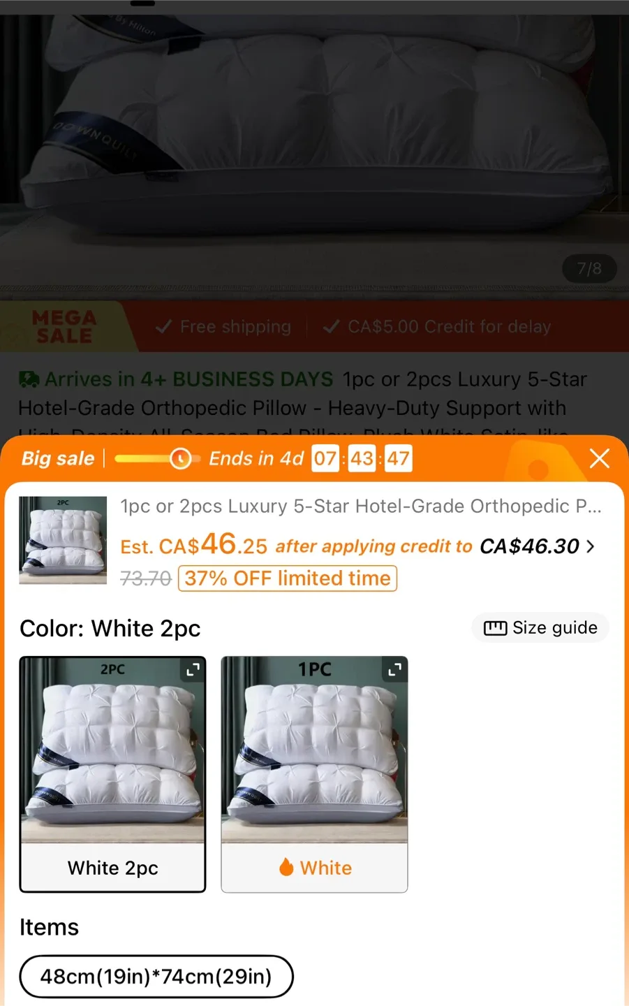 Brand new 2 Luxury Hotel Pillows, 19x29 inch image indicator(2)