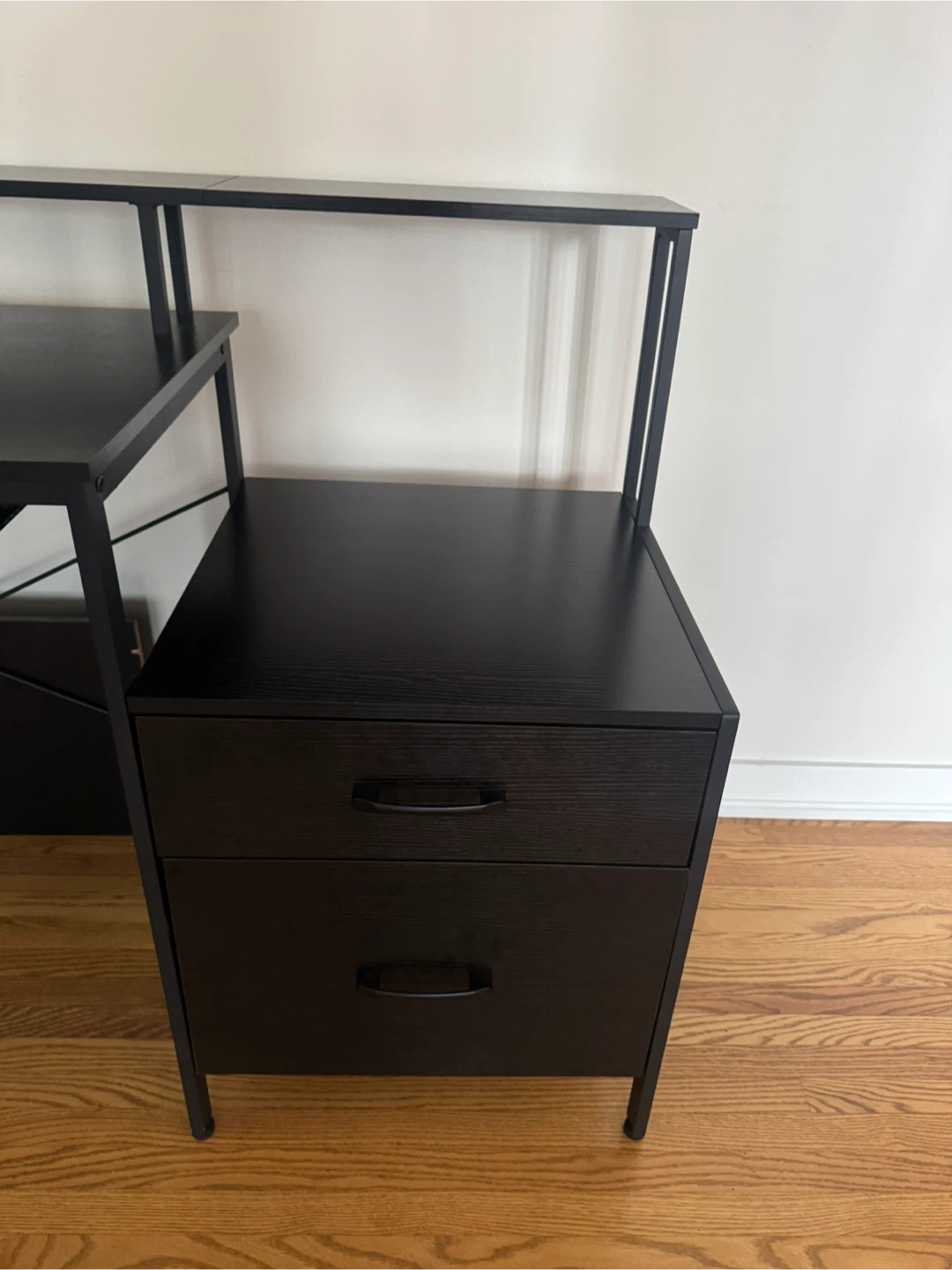 Black Computer Desk with Hutch and Drawers - photo 3