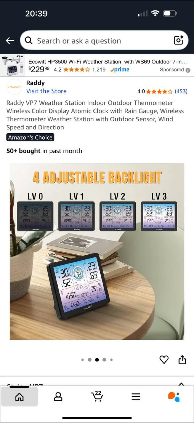 Raddy VP7 Wireless Weather Station 🌦️ ✨ Brand New image indicator(6)