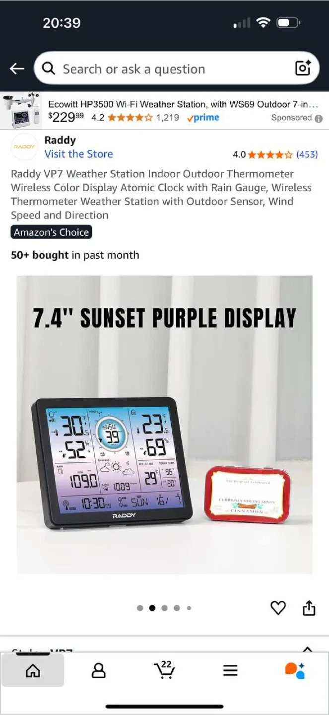 Raddy VP7 Wireless Weather Station 🌦️ ✨ Brand New image indicator(7)
