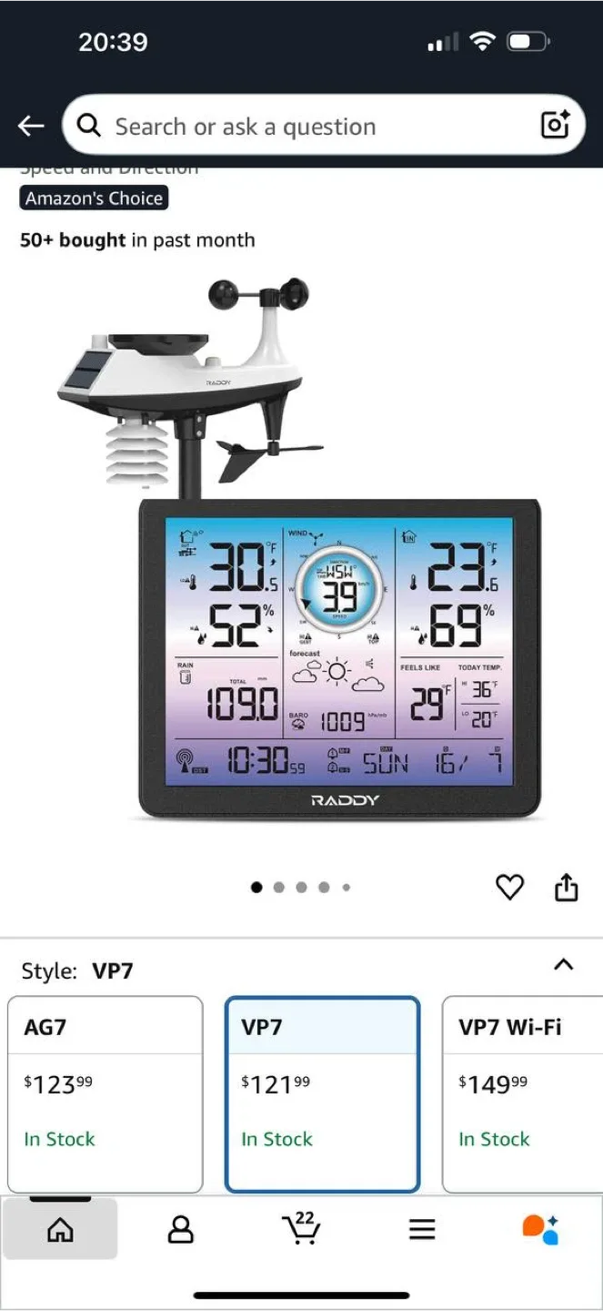 Raddy VP7 Wireless Weather Station 🌦️ ✨ Brand New image indicator(8)